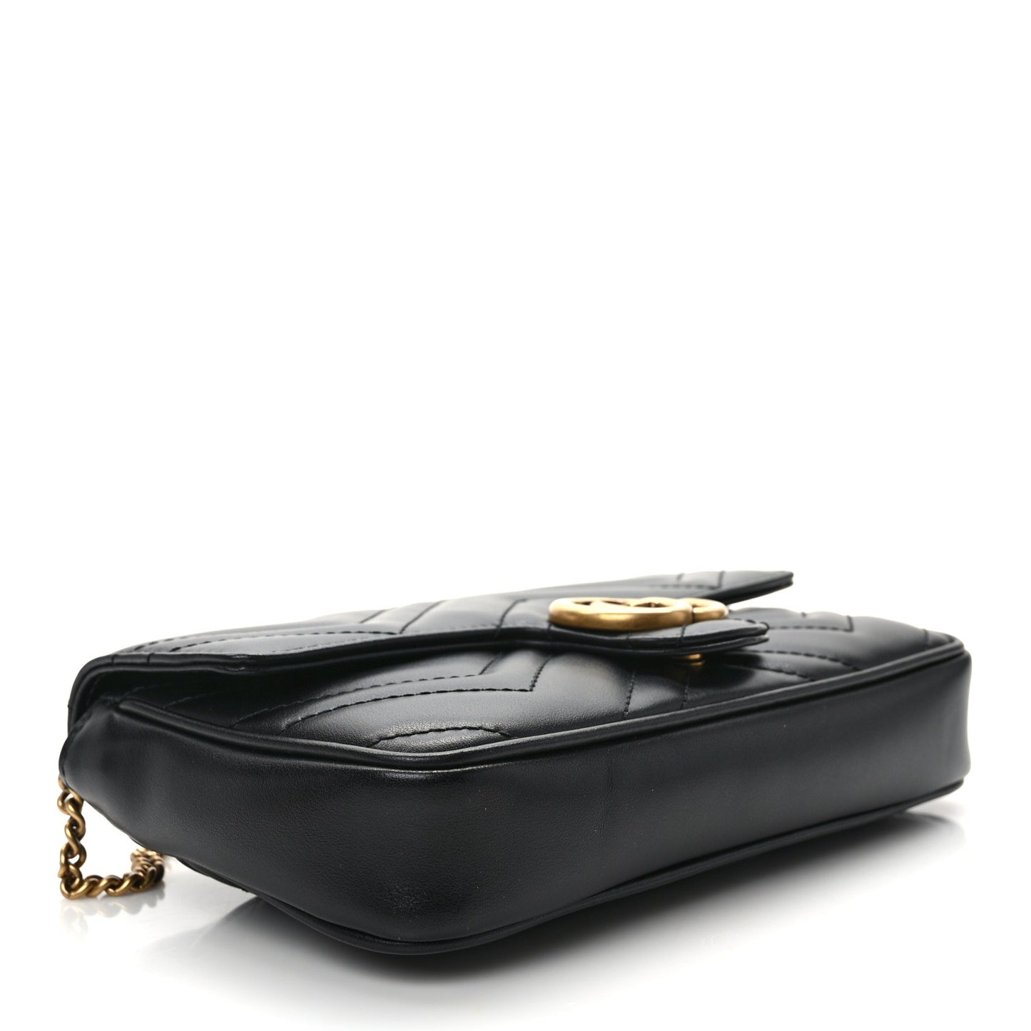 Calfskin Matelasse Mini GG Marmont Shoulder Bag With Case Black White