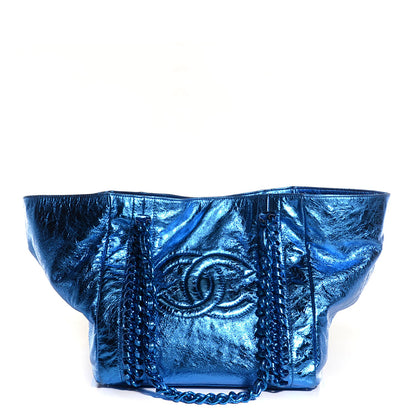 Chanel Metallic Cracked Calfskin Modern Chain Tote Blue 1 of 7