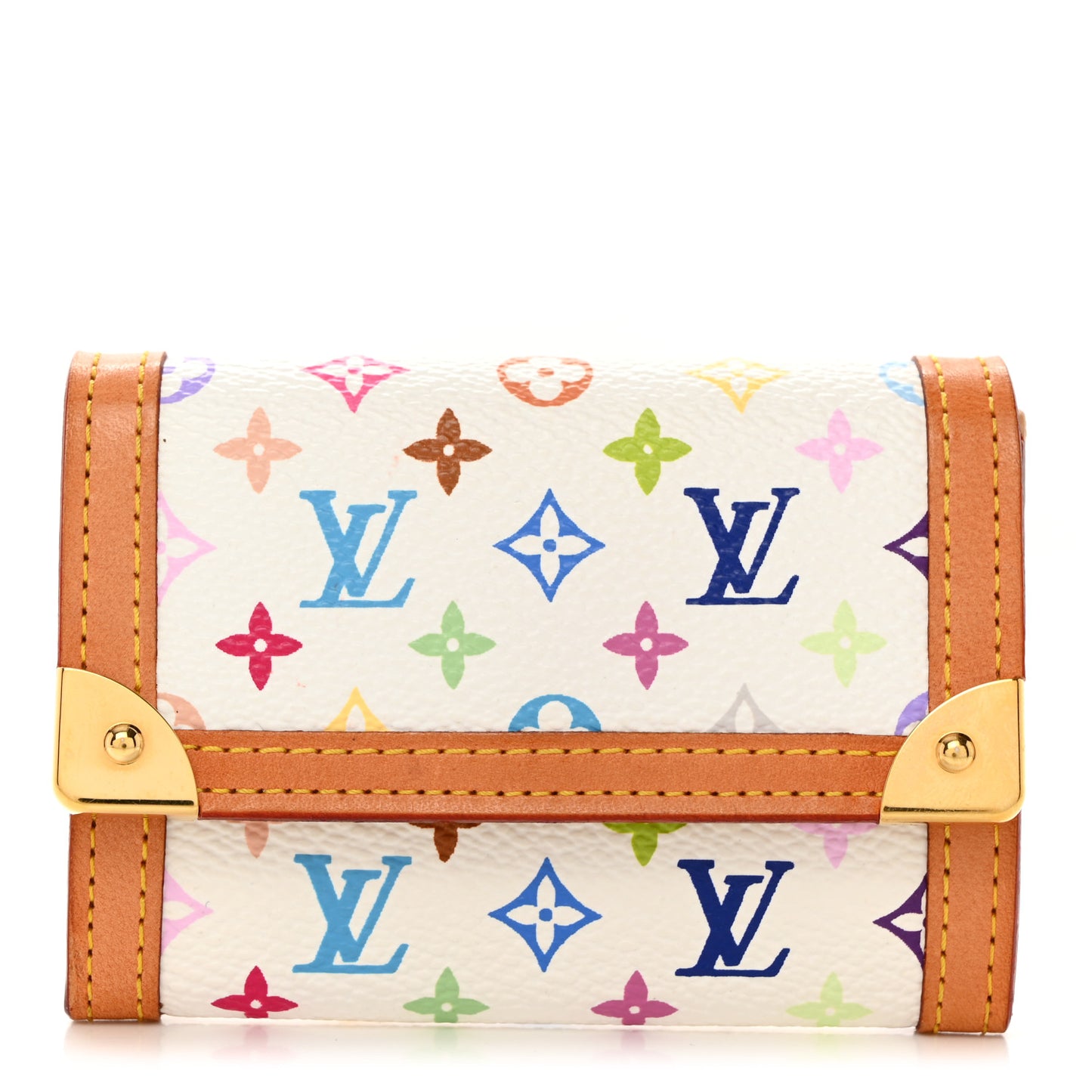 LOUIS VUITTON Monogram Multicolor Porte-Monnaie Plat Coin Purse White