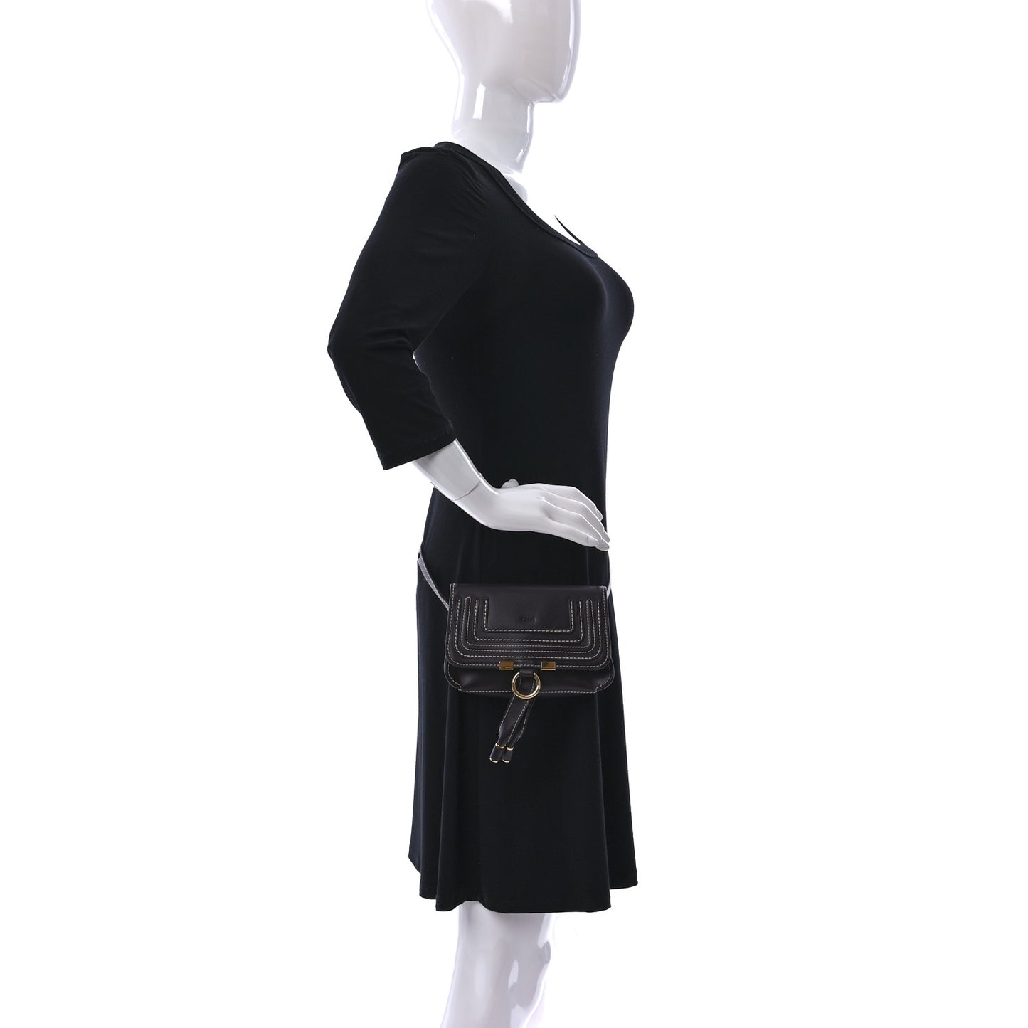 Shiny Calfskin Marcie Convertible Belt Bag Black Raisin