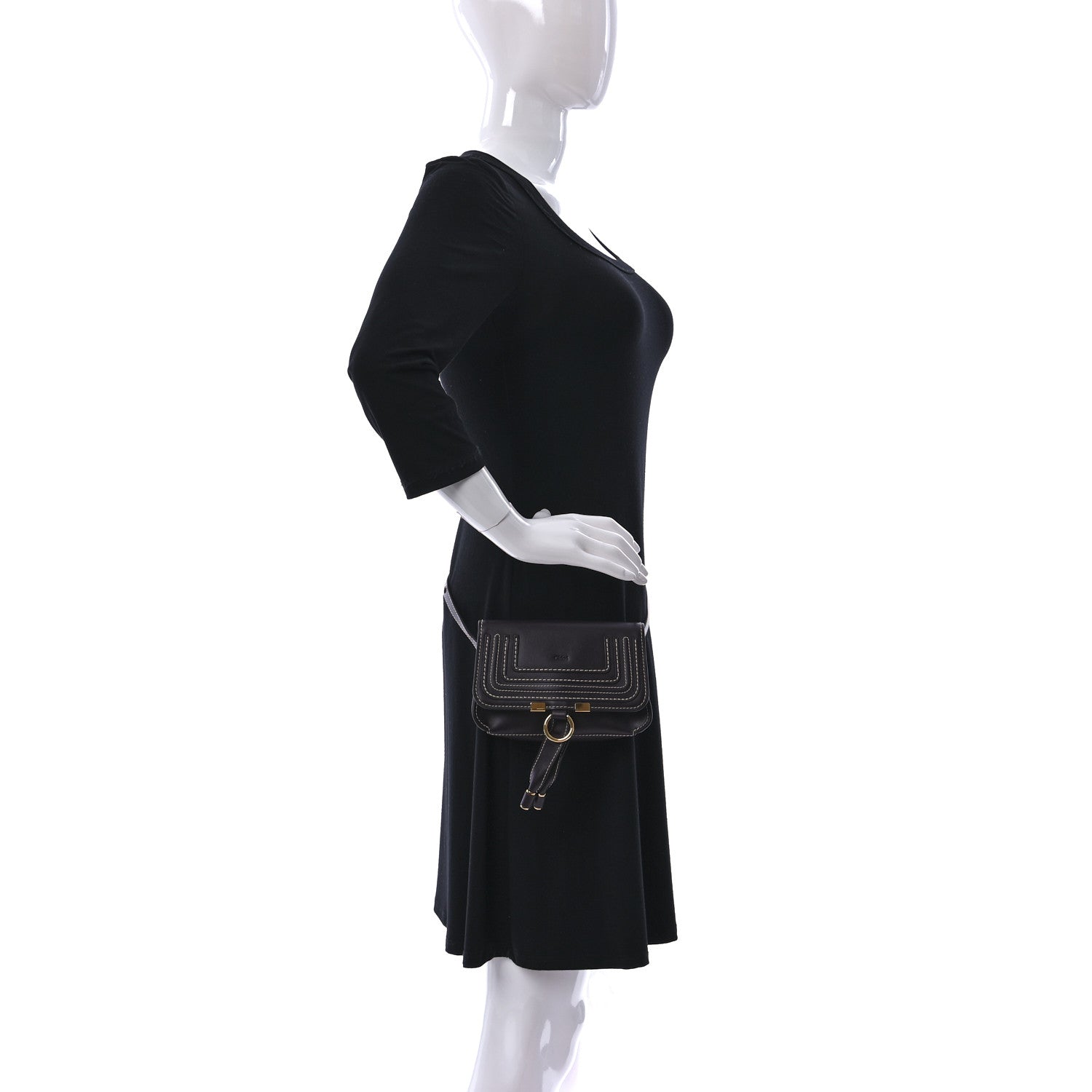 Chloe Shiny Calfskin Marcie Convertible Belt Bag Black Raisin 2 of 10