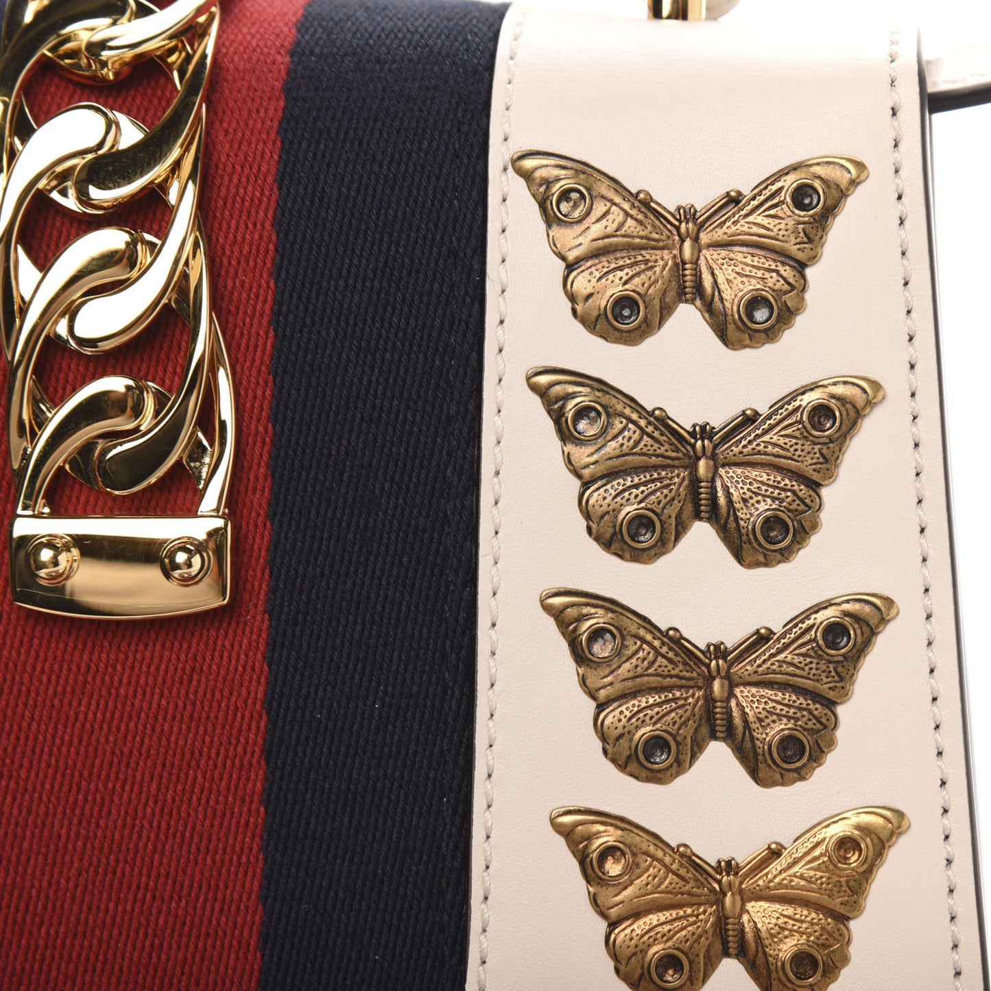 Calfskin Animal Studs Mini Sylvie Top Handle Bag White