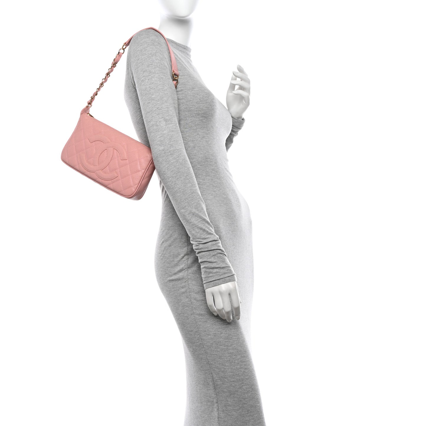 Caviar Quilted Timeless CC Shoulder Bag Pink
