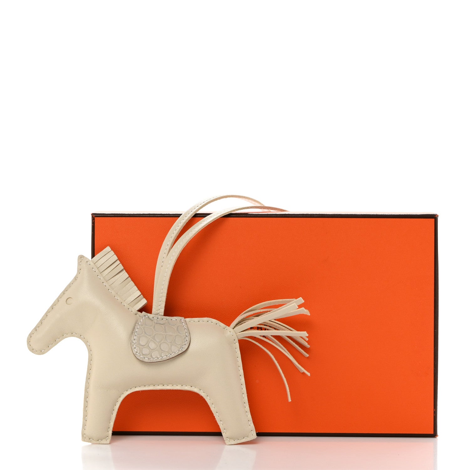 Hermes Milo Lambskin Matte Alligator Touch Grigri Rodeo Horse Bag Charm MM Craie 5 of 5