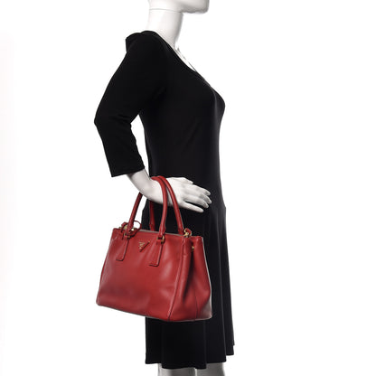 Prada Saffiano Small Galleria Double Zip Tote Fuoco 2 of 26