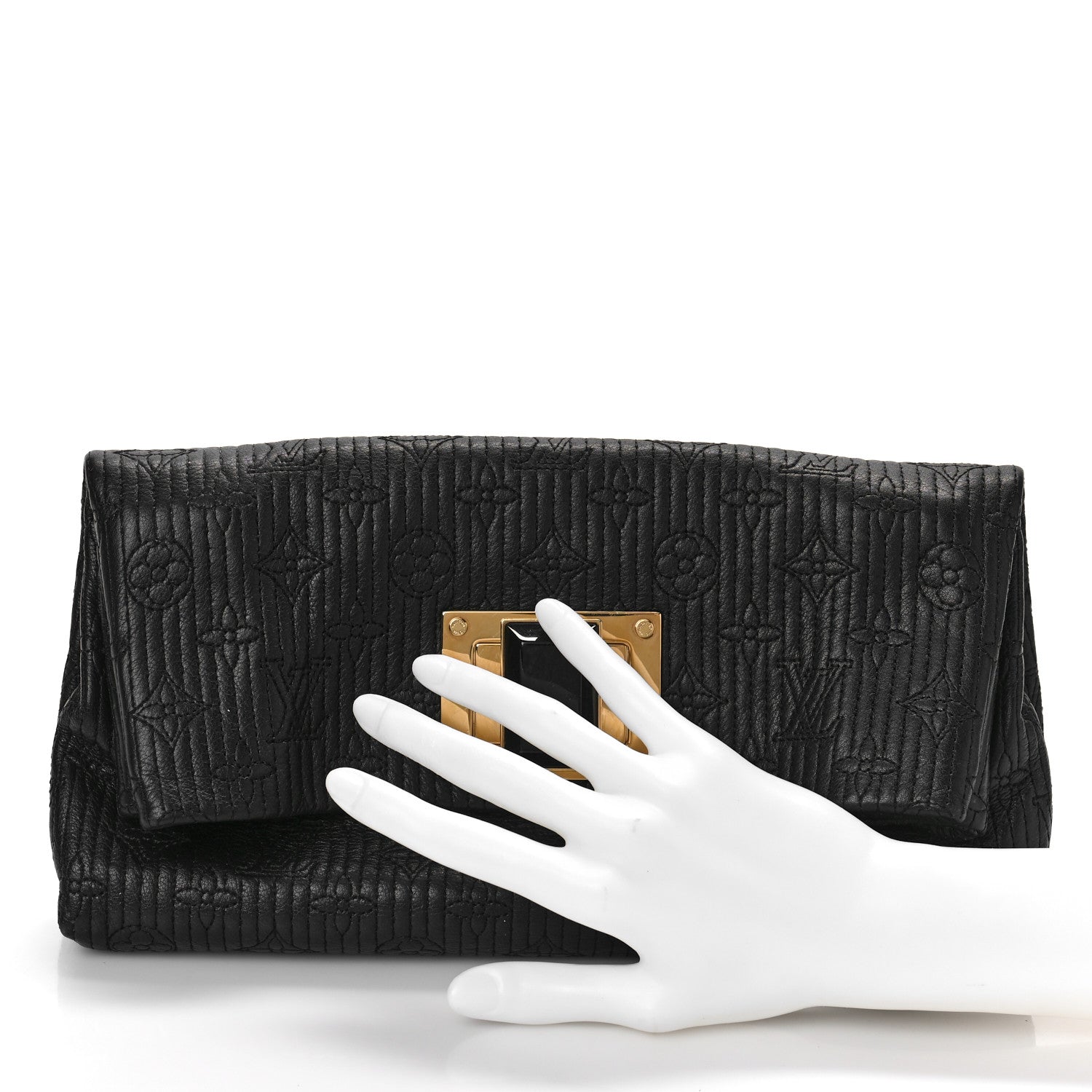 Louis Vuitton Calfskin Quilted Monogram Altair Clutch Black 3 of 9