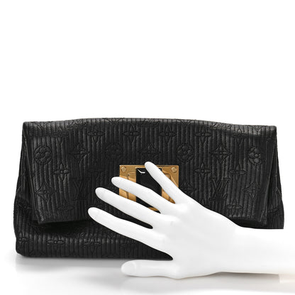 Louis Vuitton Calfskin Quilted Monogram Altair Clutch Black 3 of 9