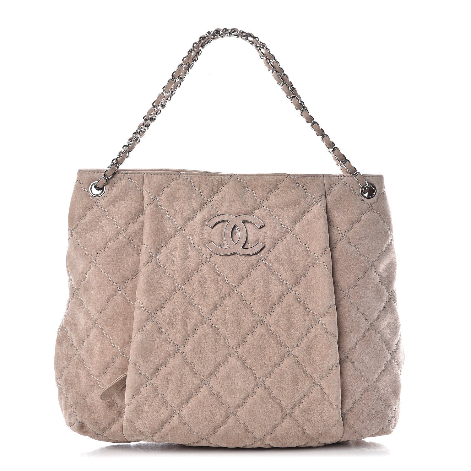Chanel Nubuck Double Stitch Large Hamptons Shopping Tote Light Brown 1 of 10