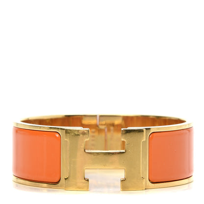 Hermes Enamel Wide Clic Clac H Bracelet GM Orange 1 of 6