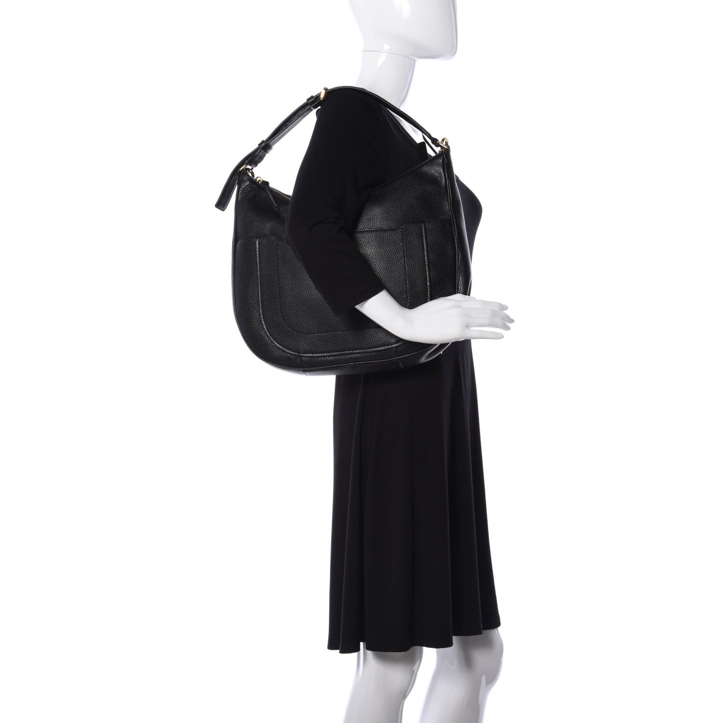 Calfskin Empire City Hobo Black
