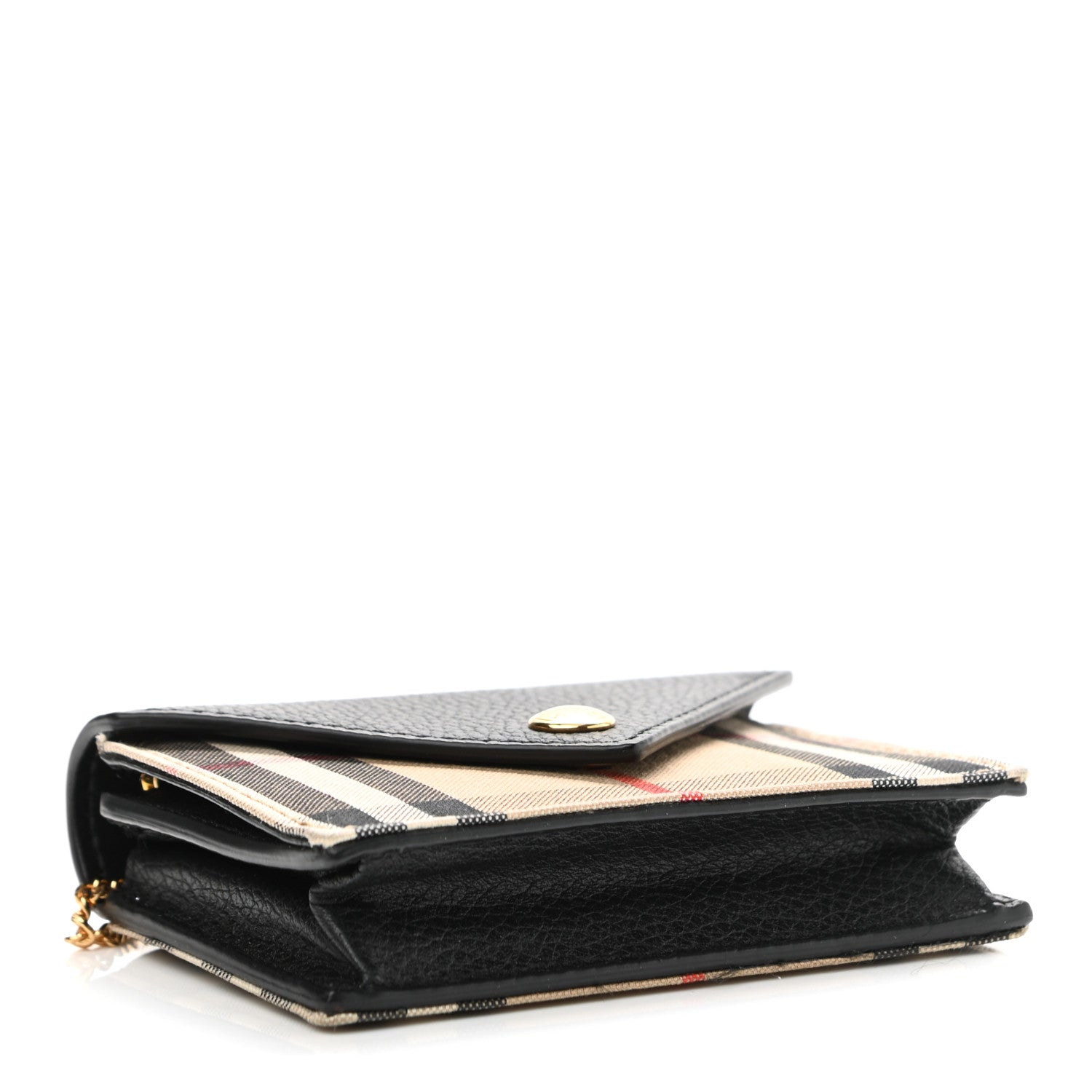 Burberry Grainy Calfskin Vintage Check Jade Card Case On Chain Black 4 of 10