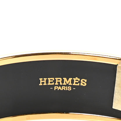 Hermes Enamel Printed Wide Caleche Bracelet 65 White 4 of 5