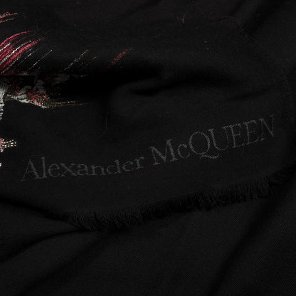 Alexander McQueen Wool Silk Buried Monarch Skull Scarf Black 3 of 4
