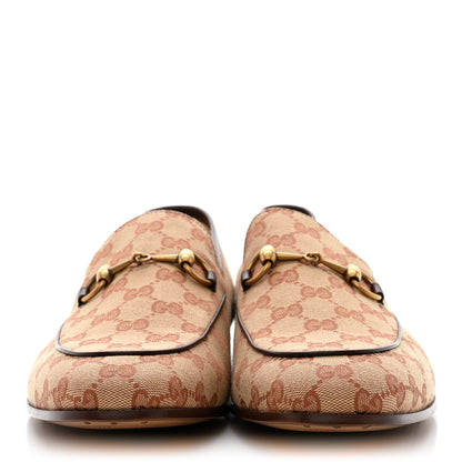 Gucci Canvas GG Monogram Horsebit Mens Jordaan Loafers 12 Beige Ruggine Light Brown 2 of 11
