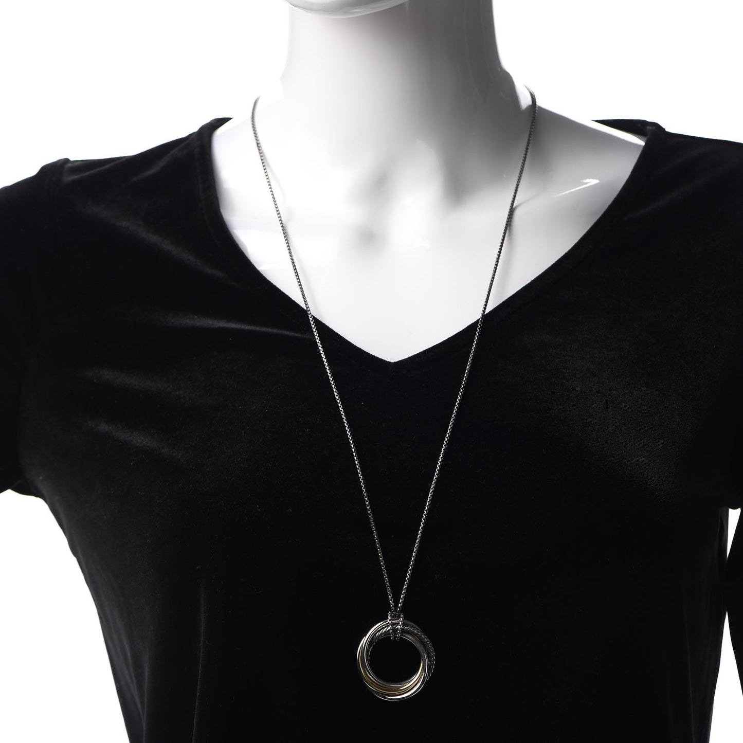 Sterling Silver 14K Yellow Gold 37mm Crossover Pendant Necklace