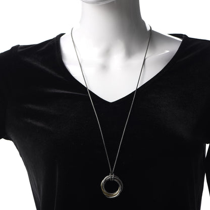 David Yurman Sterling Silver 14K Yellow Gold 37mm Crossover Pendant Necklace 2 of 4