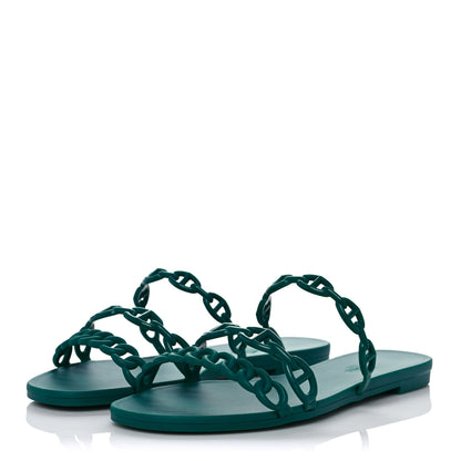 Hermes Rubber Chaine d'Ancre Rivage Sandals 38 Vert d'Ete 3 of 8