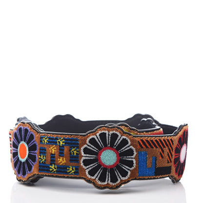 Fendi Velvet Vitello Dolce Fun Fair Embroidered Strap You Tobacco Multicolor 2 of 5
