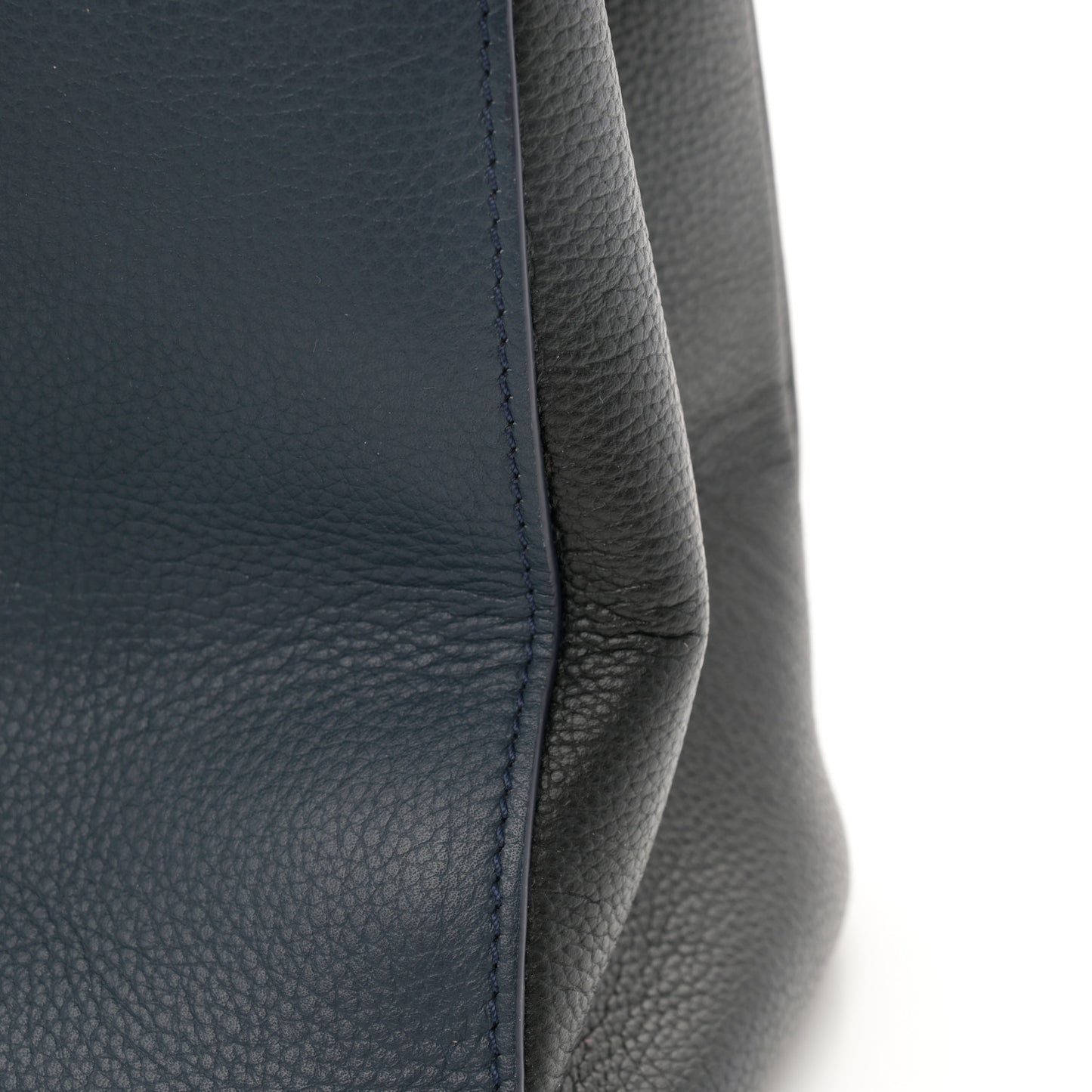 Grained Calfskin Neo Executive Shopper Tote Dark Blue Black