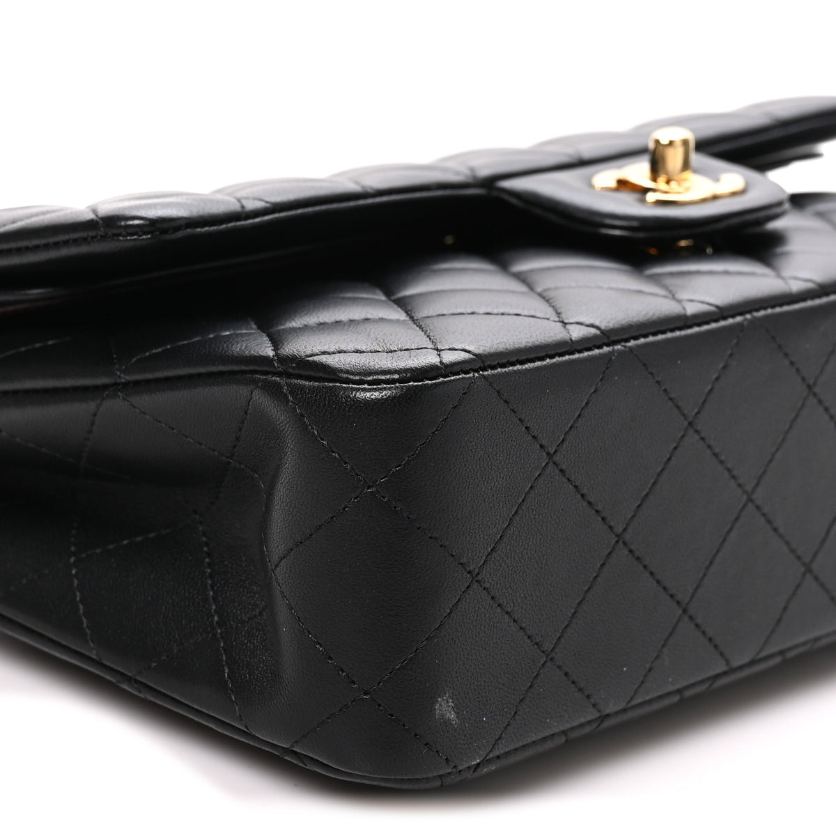 Lambskin Quilted Medium Double Flap Black