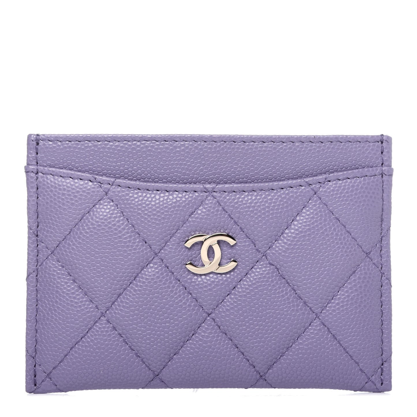 Caviar Quilted Card Holder Purple