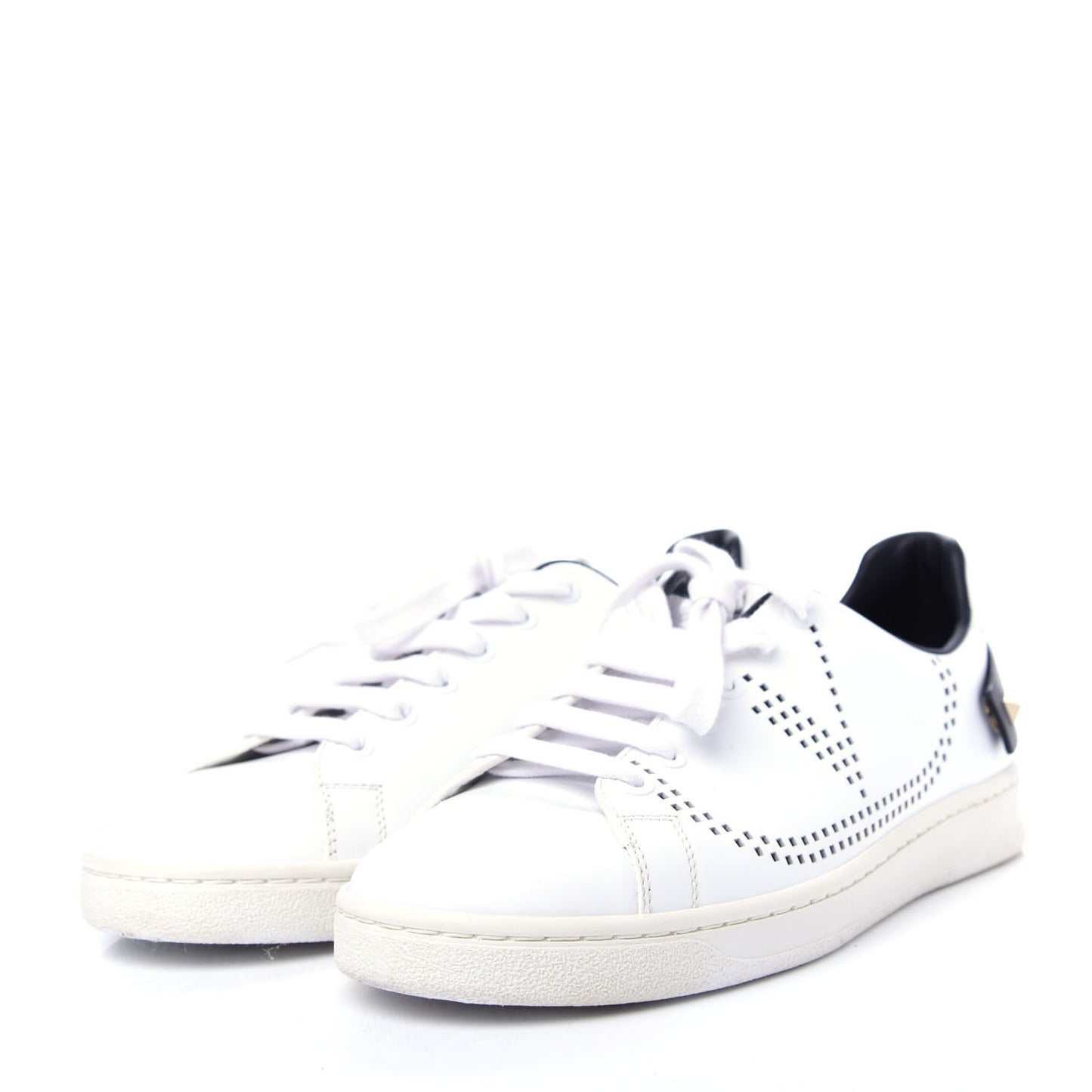 Calfskin Womens Backnet Sneakers 37.5 White Black