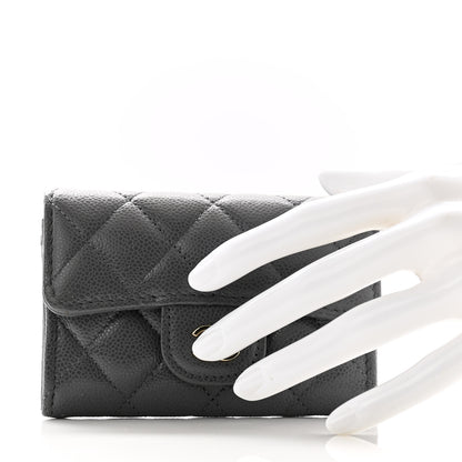Chanel Caviar Quilted Flap Card Holder Wallet Dark Grey 2 of 9