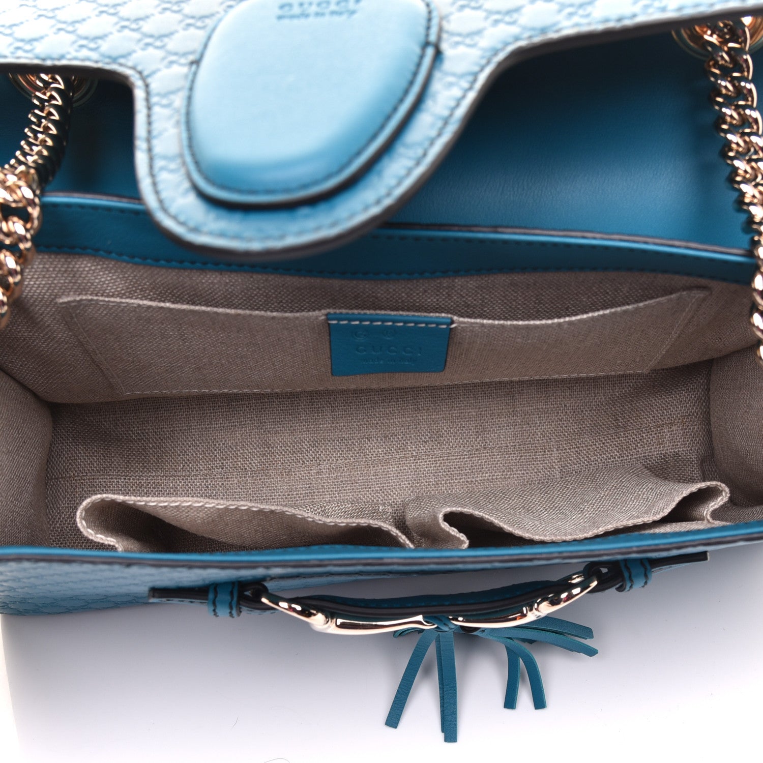 Gucci Soft Microguccissima Medium Emily Chain Shoulder Bag Deep Cobalt 5 of 9