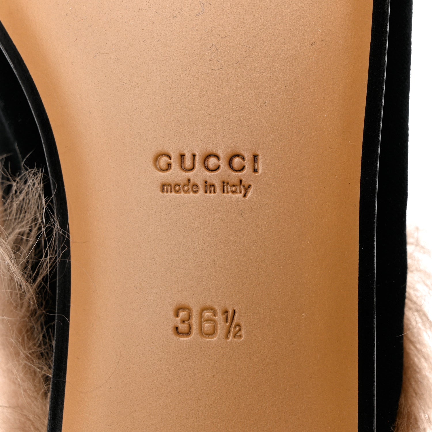 Gucci Velvet Fur Womens Princetown Slippers 36.5 Black 7 of 8