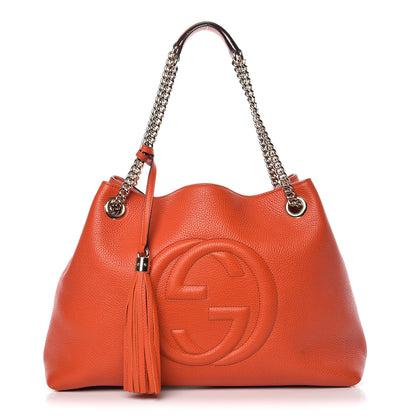 Gucci Pebbled Calfskin Medium Soho Chain Shoulder Bag Sun Orange 1 of 10