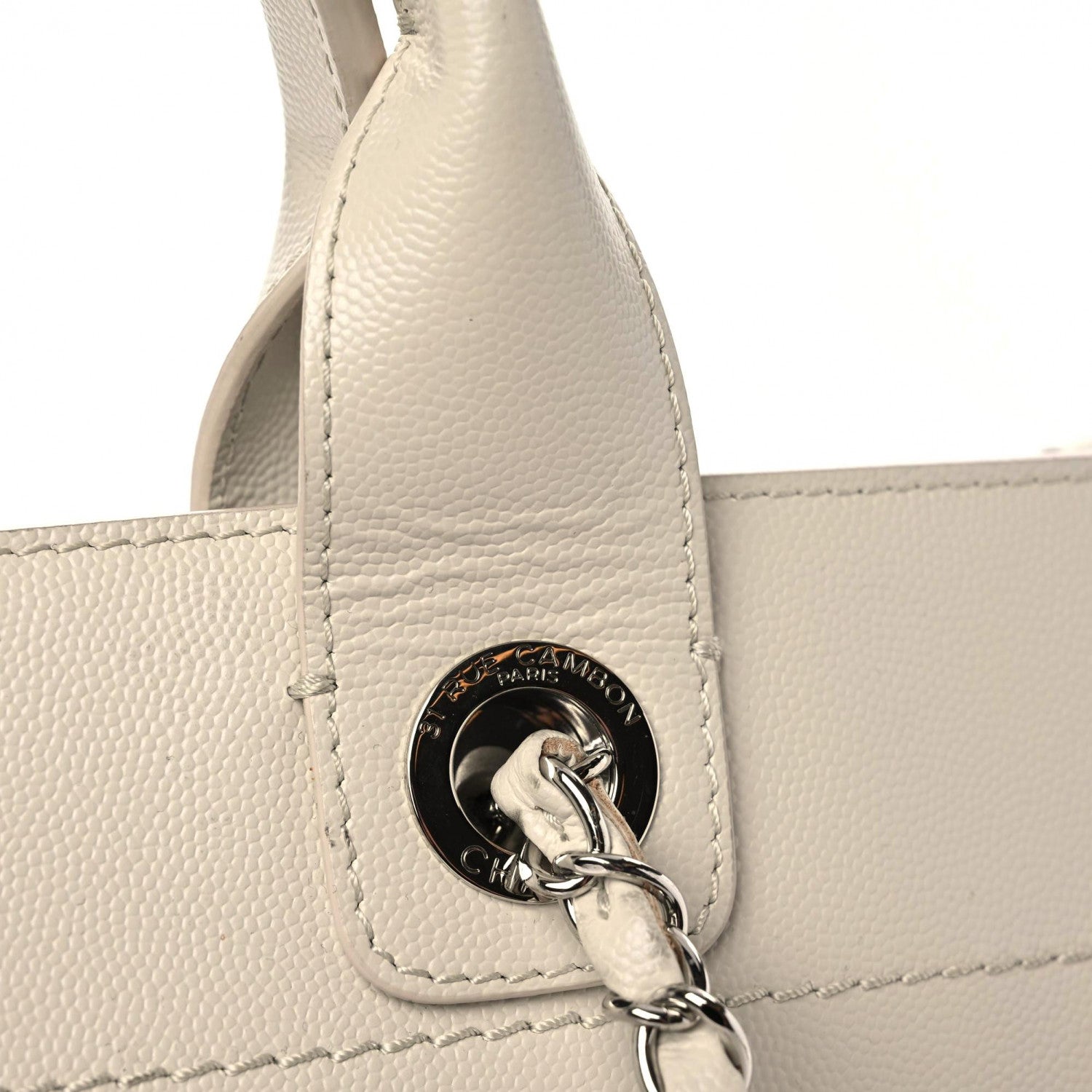 Chanel Caviar Small Studded Deauville Tote Ivory 18 of 22