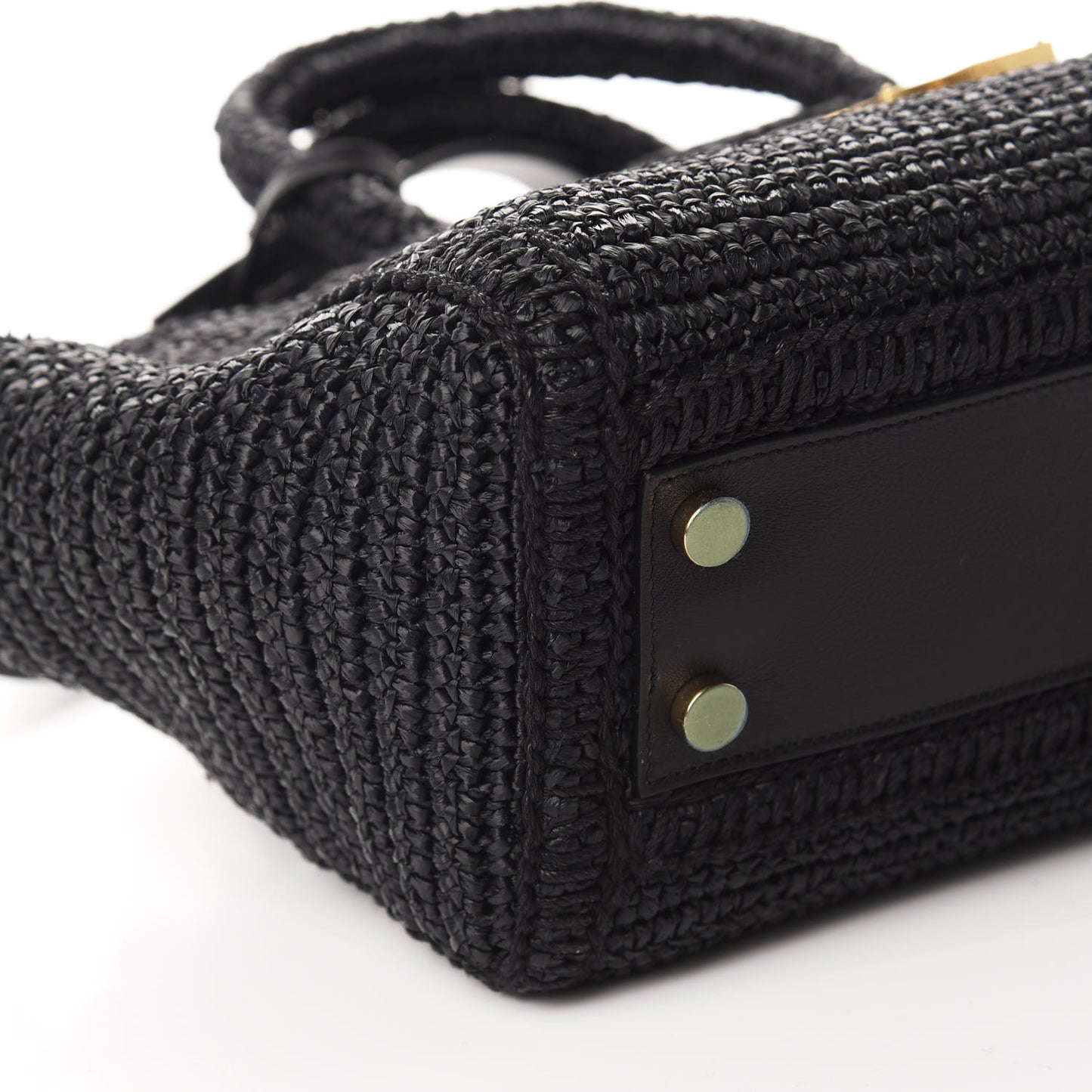 Raffia Baby Monogram Downtown Cabas Black