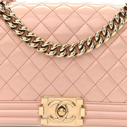 Chanel Patent Calfskin Quilted Medium Boy Flap Beige 9 of 16