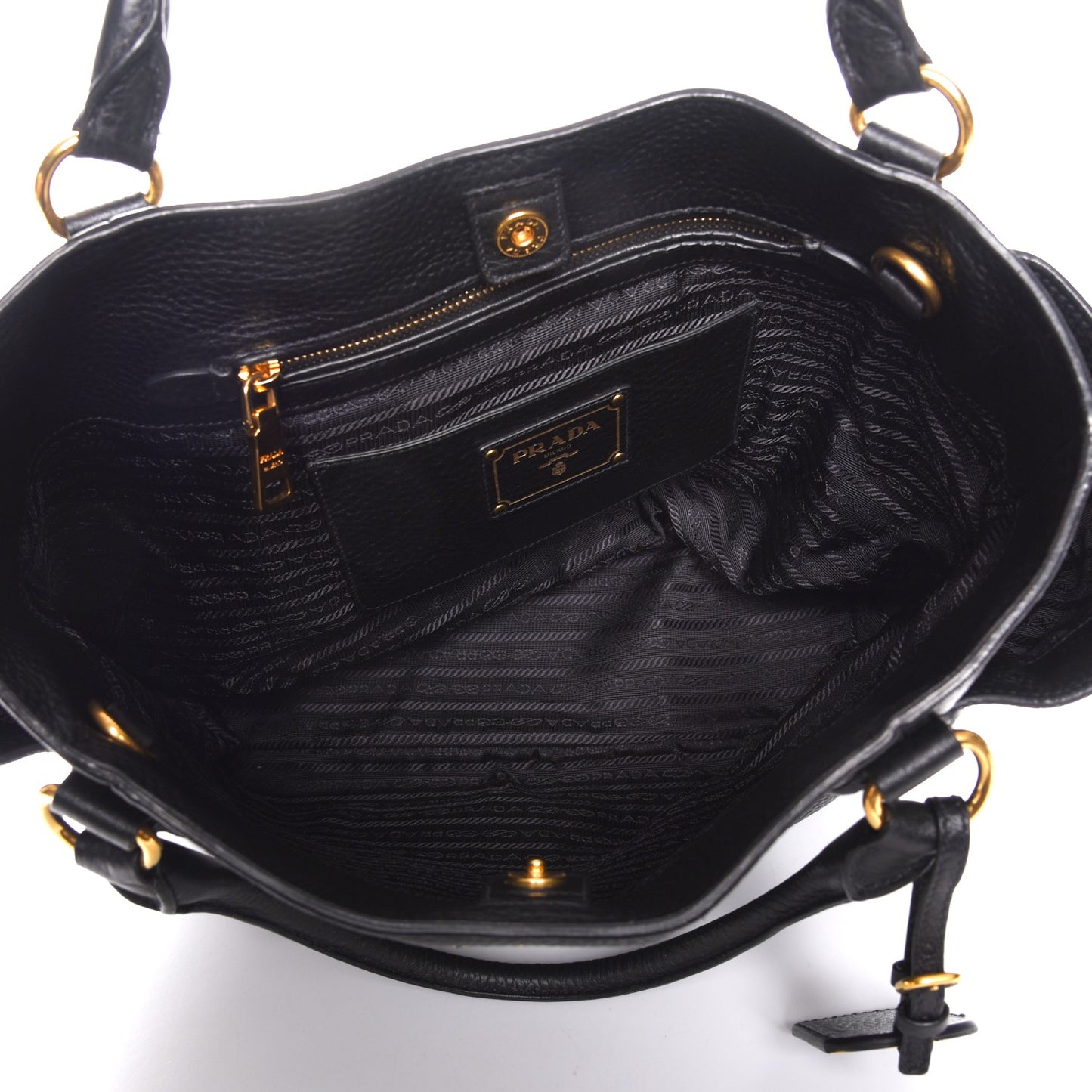 Vitello Daino Side Pocket Tote Nero Black