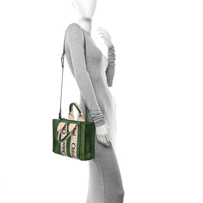 Chloe Suede Calfskin Small Woody Tote Bright Green 2 of 9