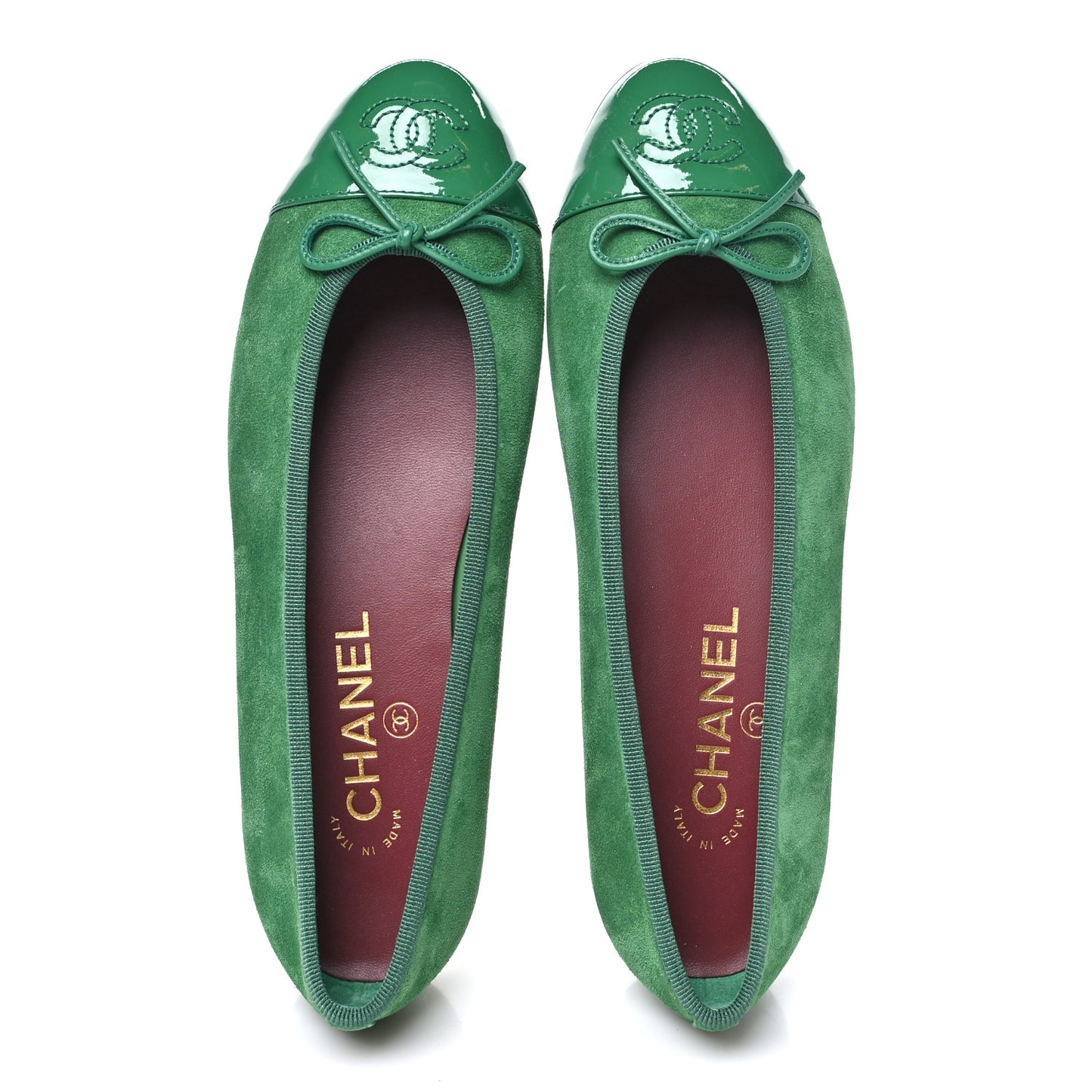 Suede Patent Cap Toe CC Ballerina Flats 37.5 Green