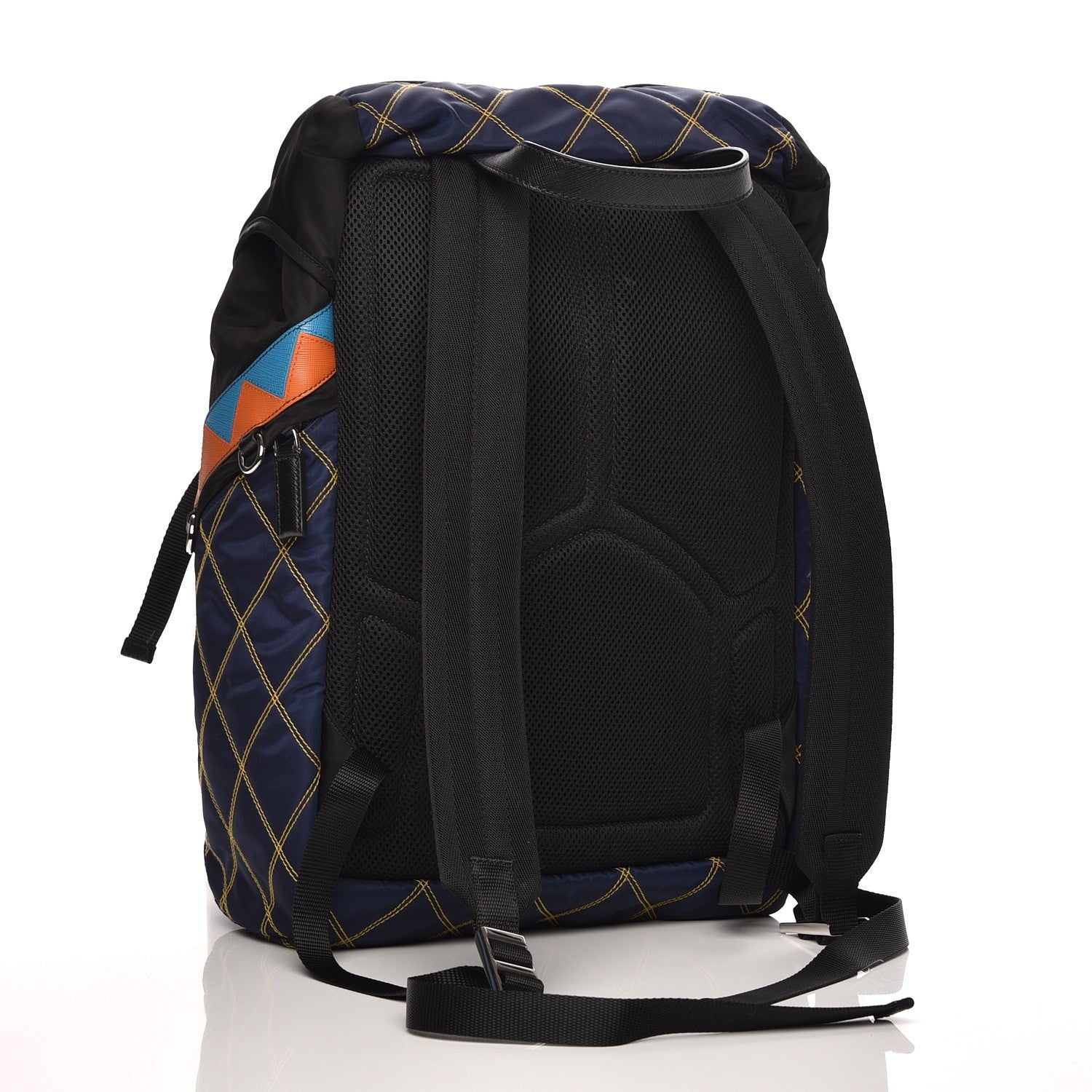 Prada Tessuto Nylon Impunturato Double Buckle Backpack Baltico Black 3 of 8