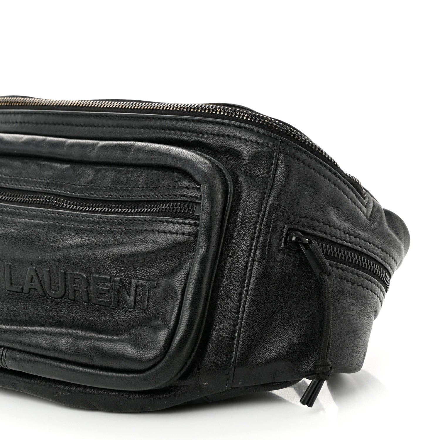 Saint Laurent Lambskin Logo Ripstop Body Belt Bag Black 7 of 12