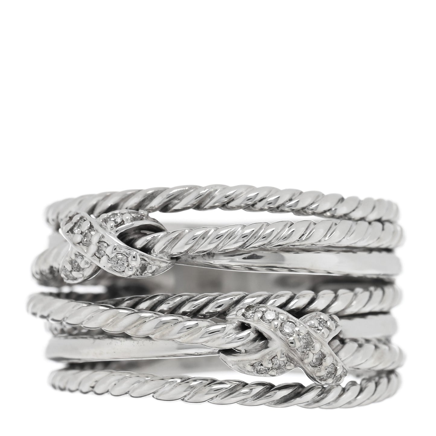 Sterling Silver Diamond Double X Crossover Ring 57 8