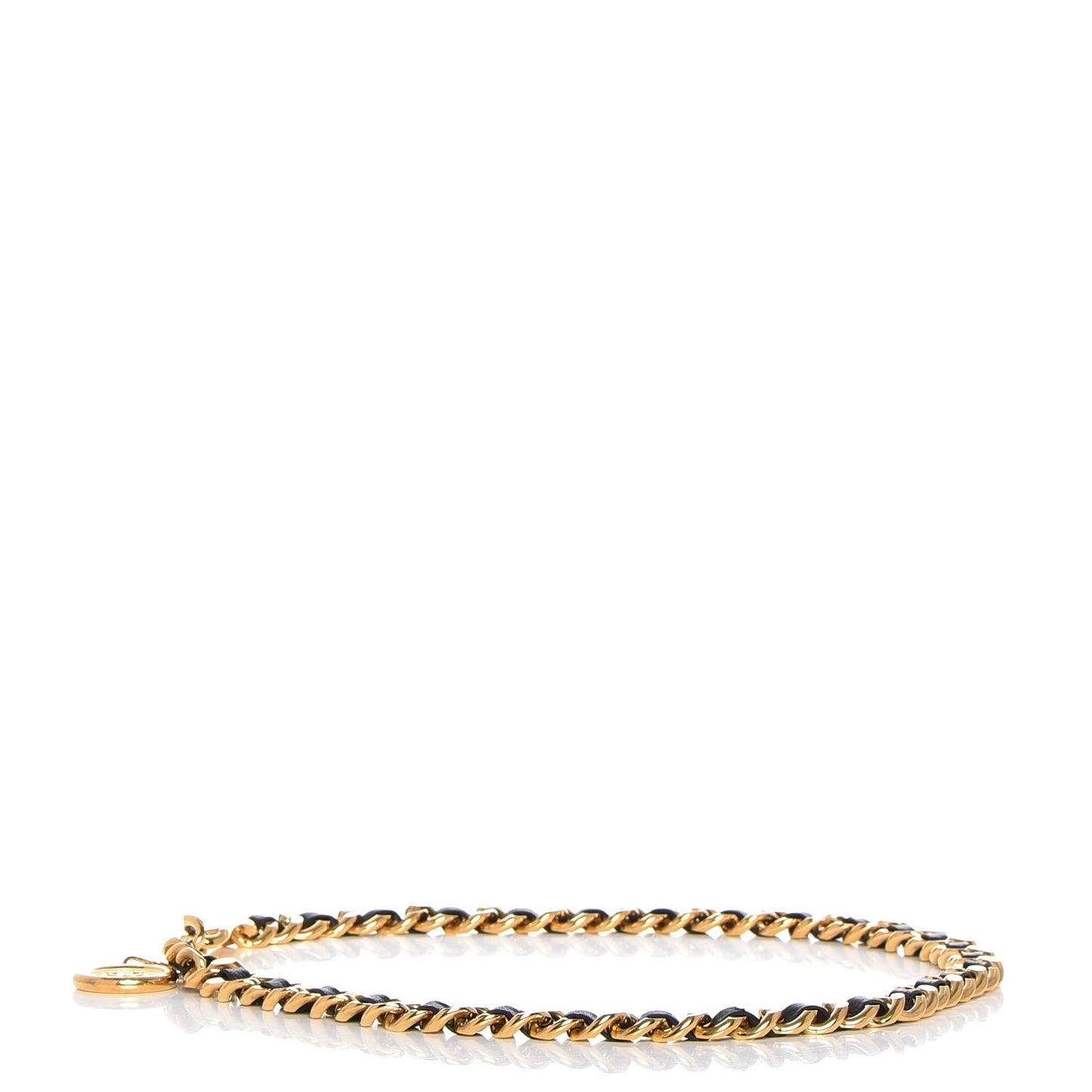 Lambskin Chain CC Medallion Belt Black Gold
