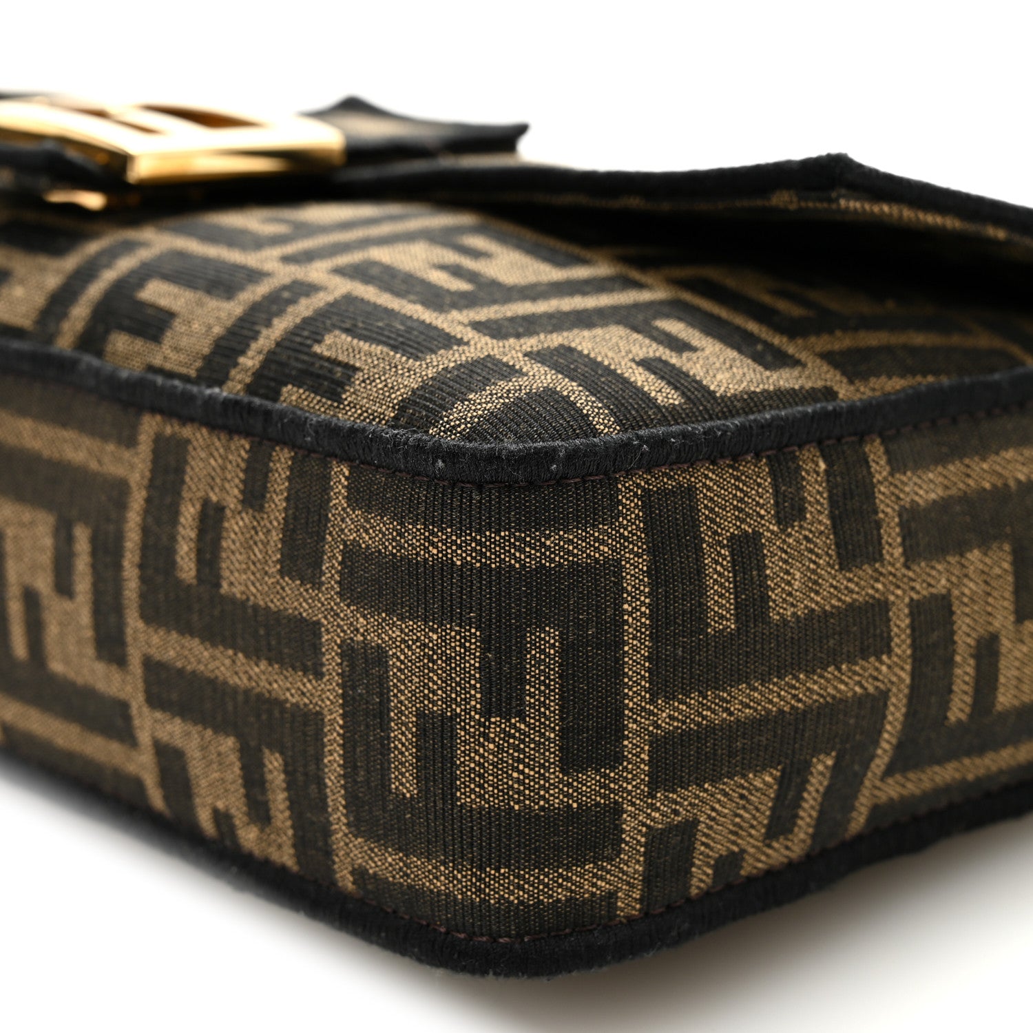 Fendi Fabric Jacquard FF 1974 Medium Baguette Tobacco Moro Black 10 of 11