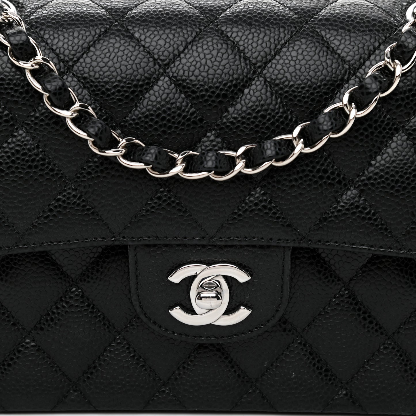 Caviar Quilted Small Double Flap Black