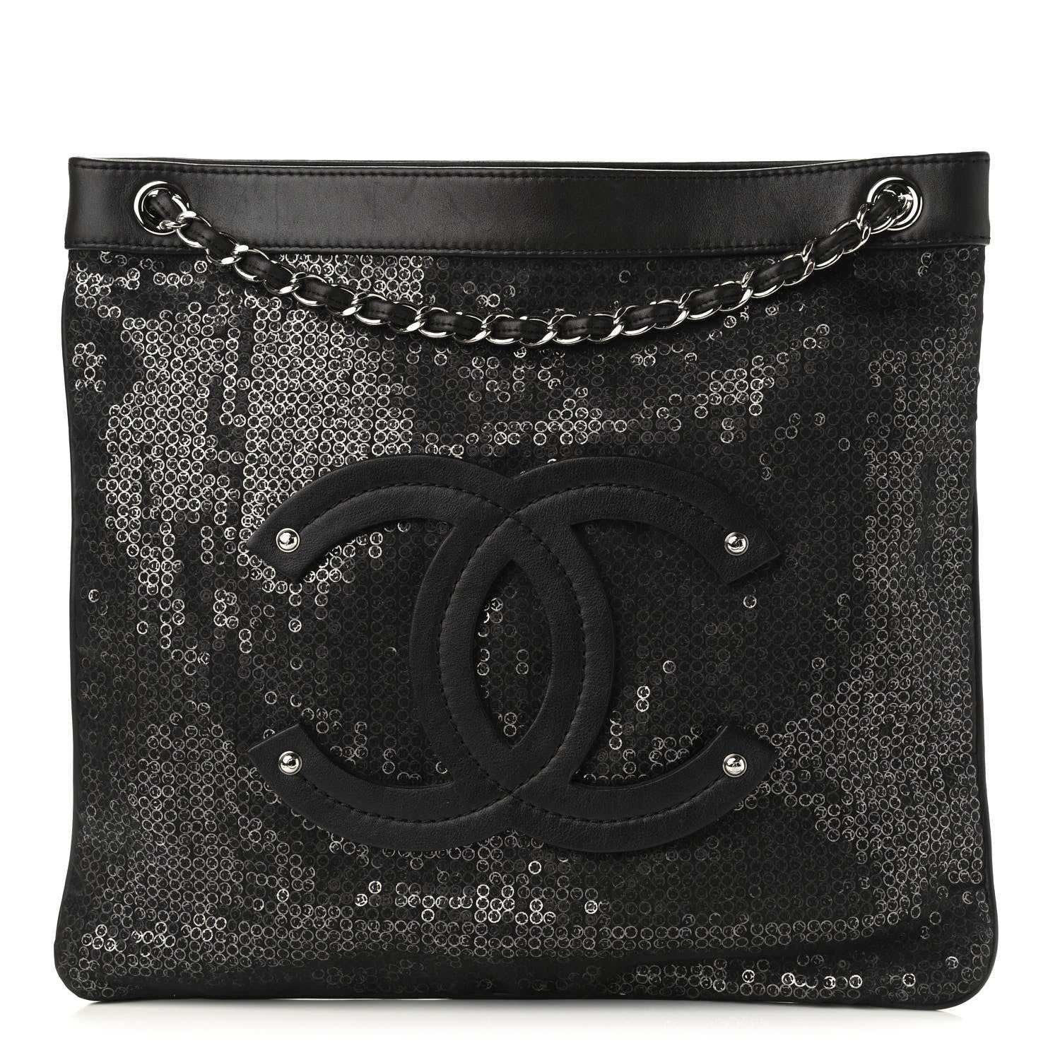 Chanel Calfskin Mesh Hidden Sequin CC Tote Black 1 of 10