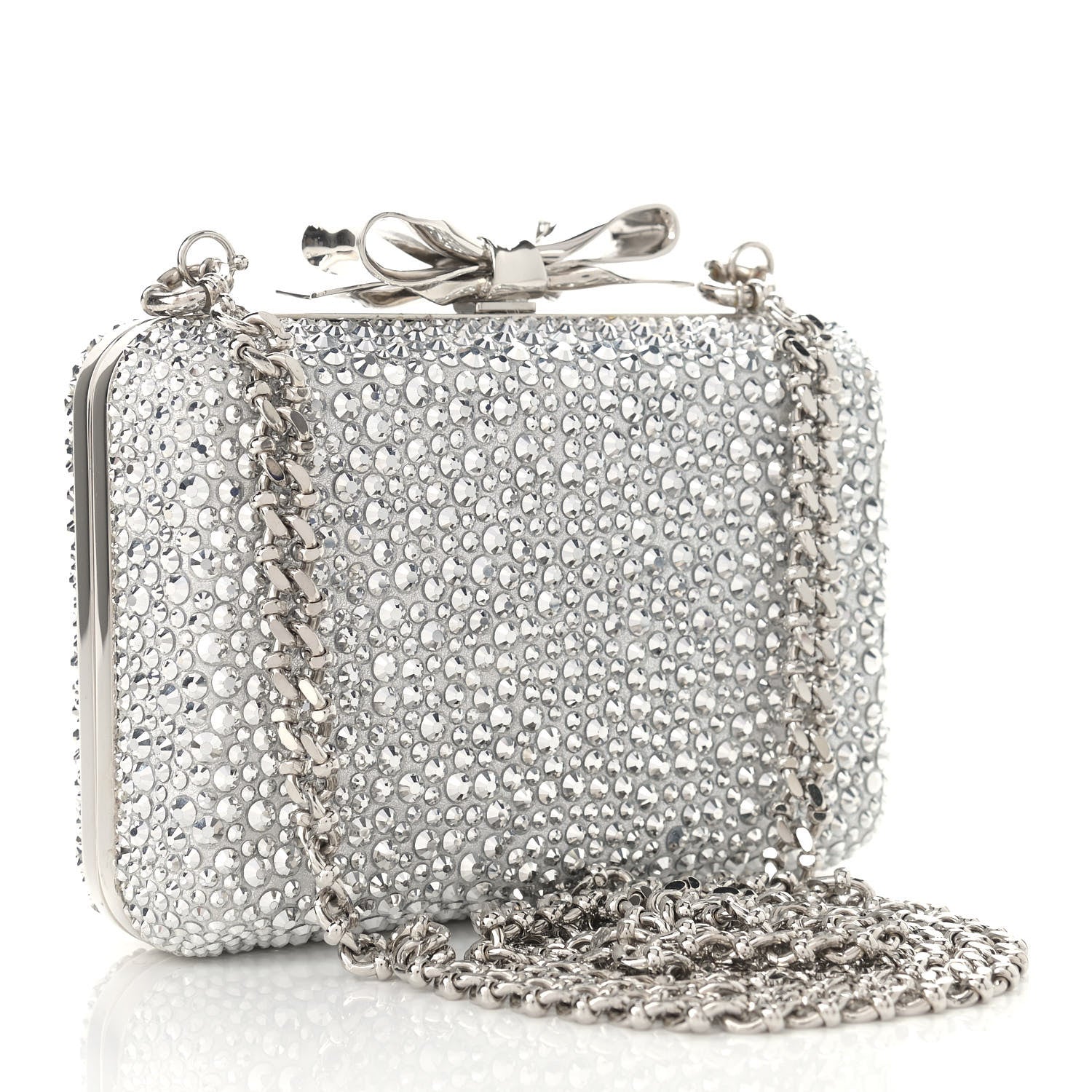 Christian Louboutin Crystal Strass Fiocco Box Clutch Silver 3 of 11