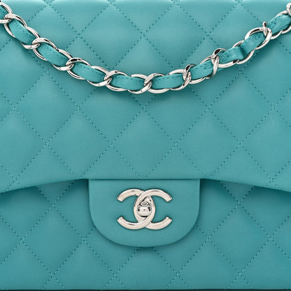 Chanel Lambskin Quilted Jumbo Double Flap Turquoise 8 of 10