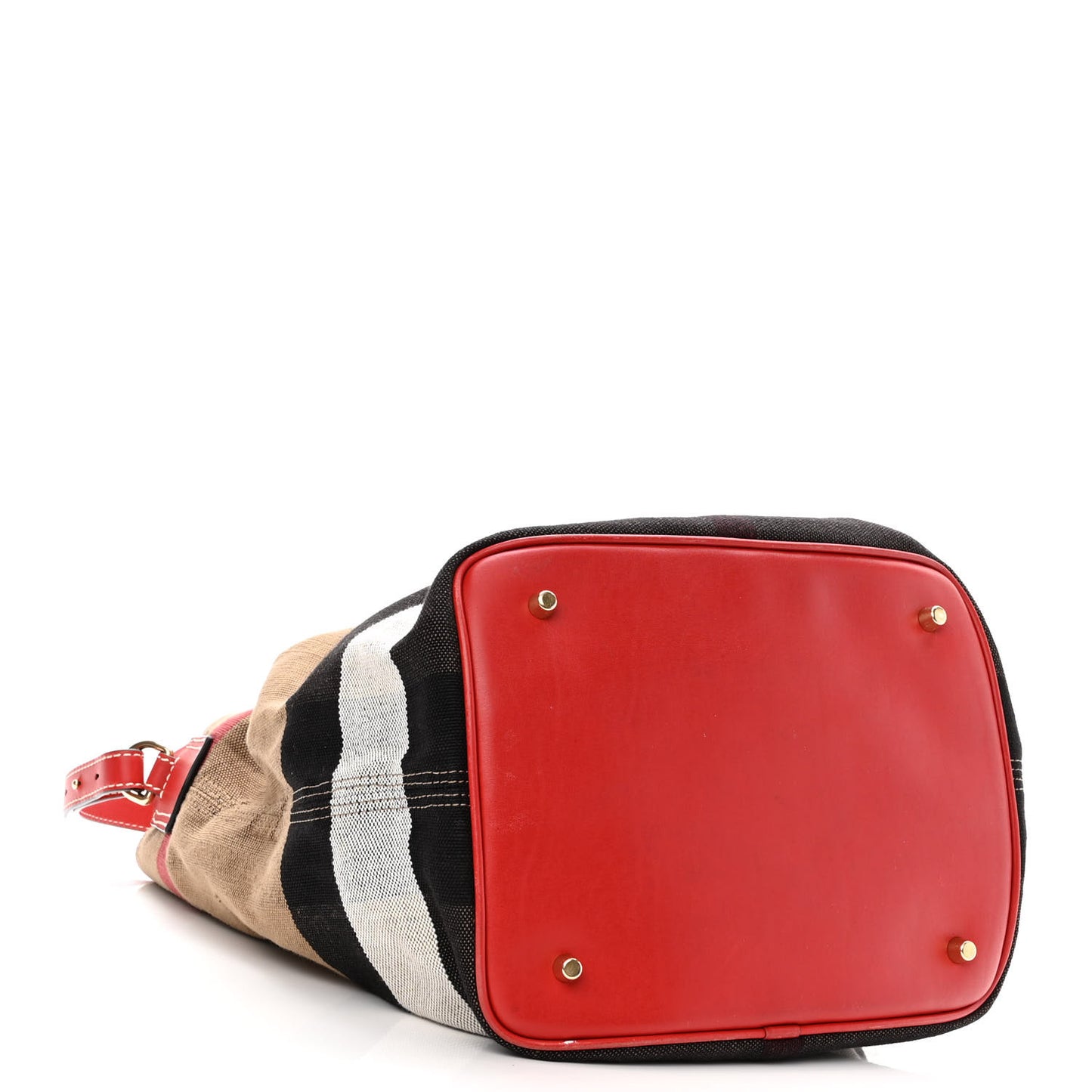 Canvas Mega Check Medium Ashby Bucket Bag Red