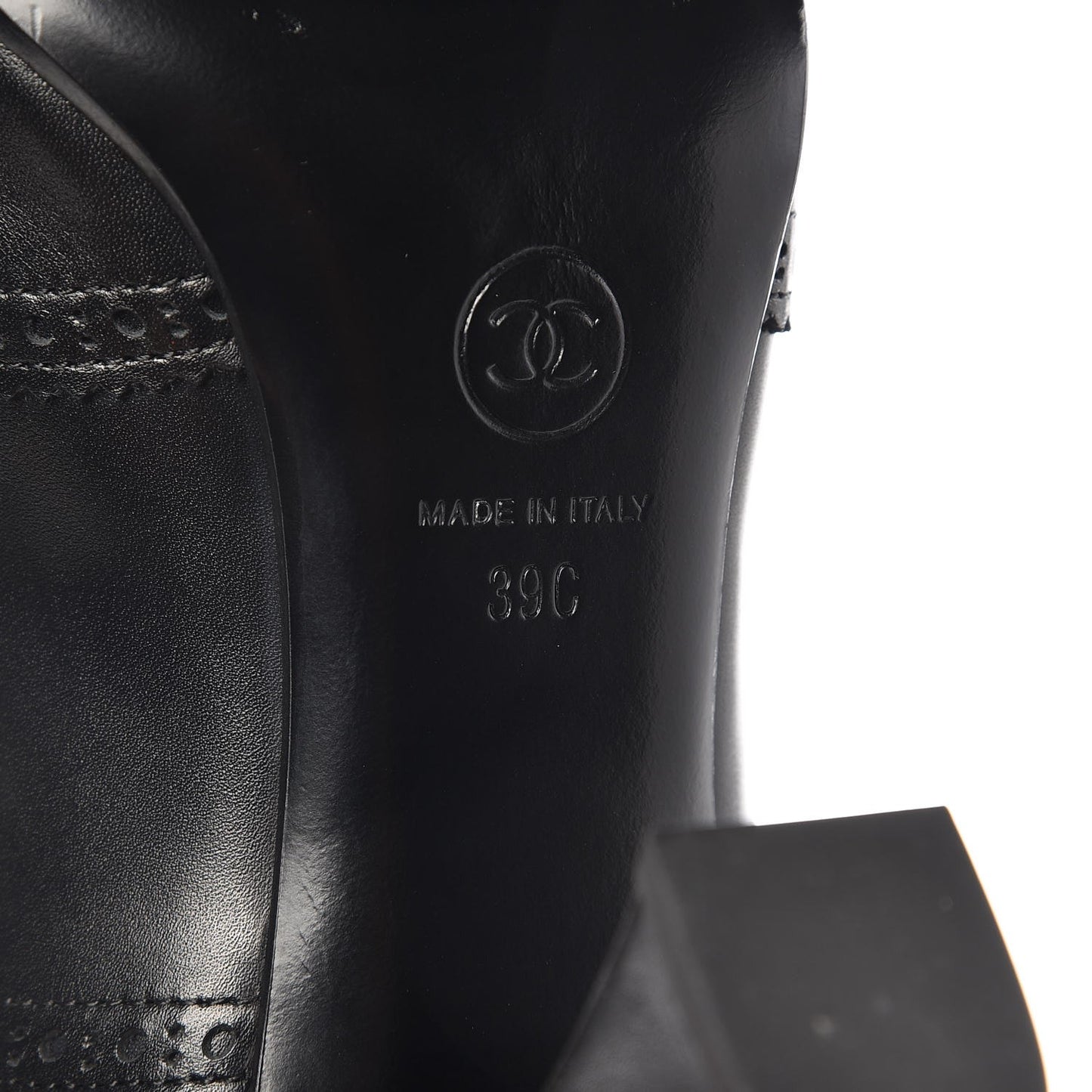 Calfskin CC Oxford Lace Up Booties 39 Black