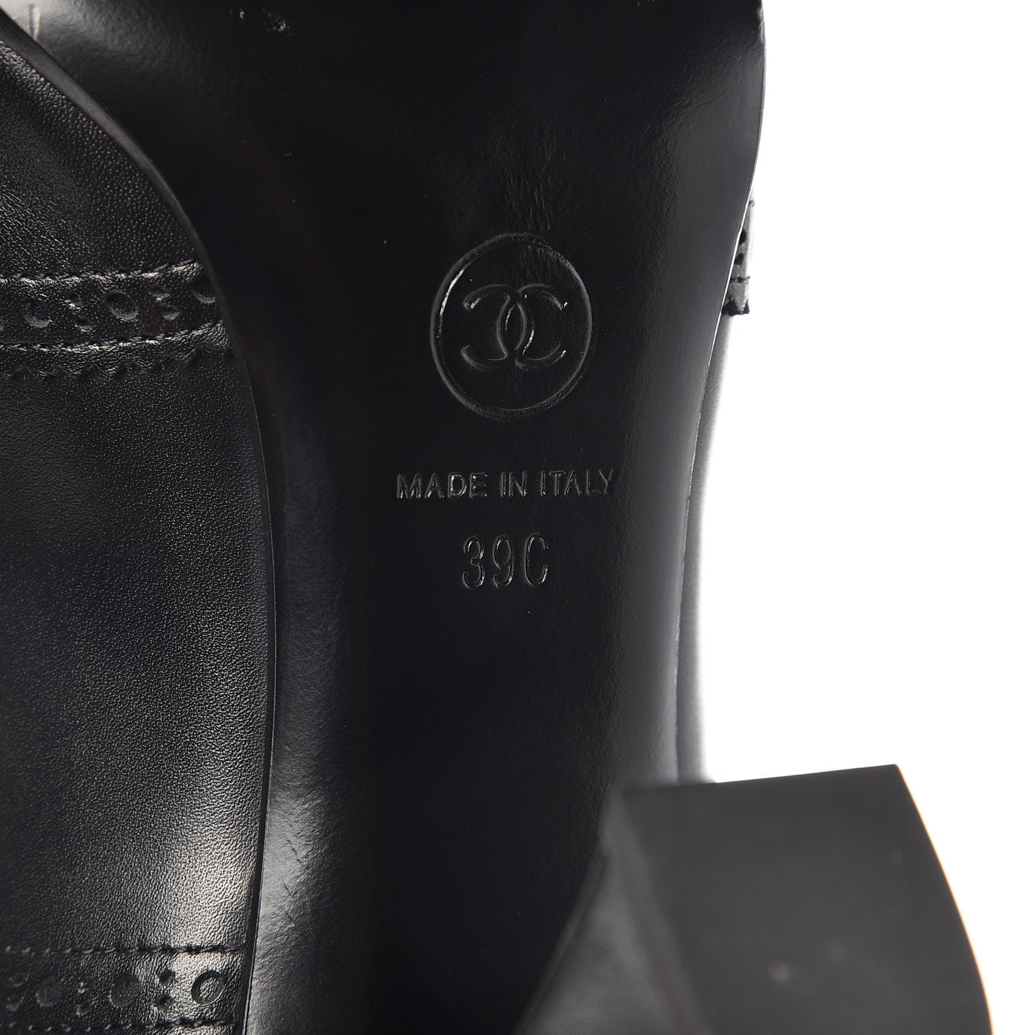 Chanel Calfskin CC Oxford Lace Up Booties 39 Black 8 of 13