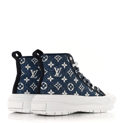 Louis Vuitton Denim Monogram Squad Sneaker Boots 40 Marine 4 of 8