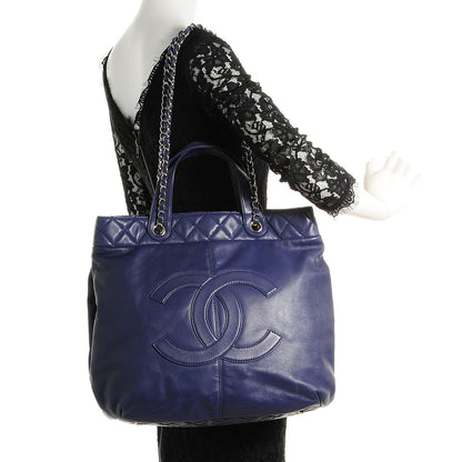 Chanel Lambskin Large Trianon Tote Blue 2 of 7